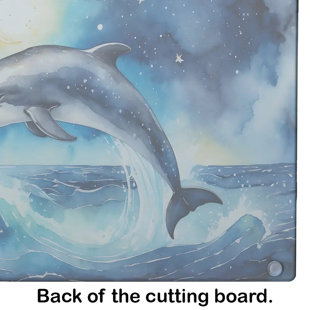 Dolphin in a Starry Sea – Tempered Glass Cutting Board
